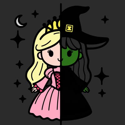 split princess and witch