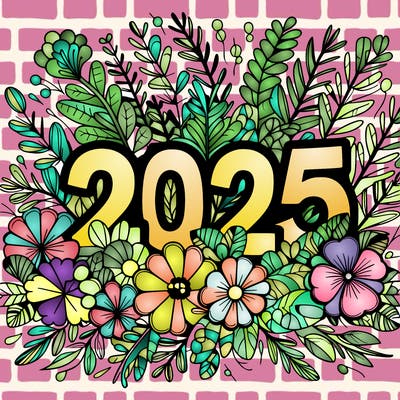 2025 floral big numbers