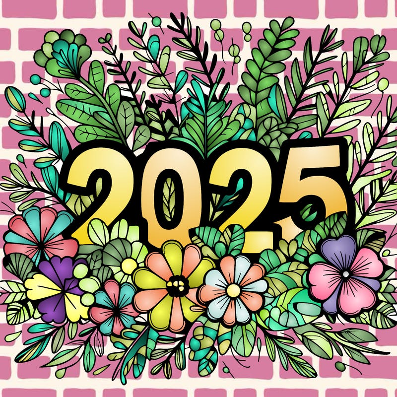 2025 floral big numbers