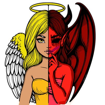 realistic angel half demon