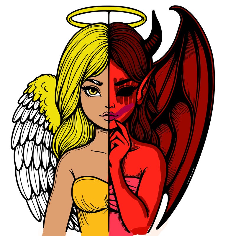 realistic angel half demon