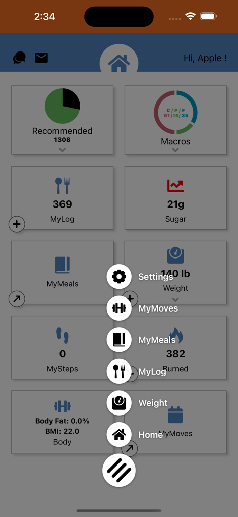 REPTS+ - REPTS plus App-Dashboard zeigt Makros und Gesundheits-Tracking-Funktionen