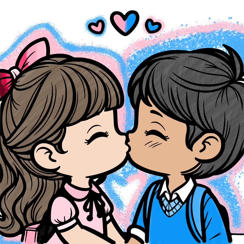 boy and girl kissing
