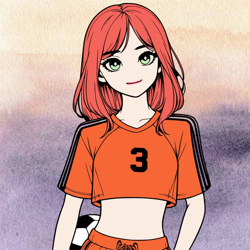 realistic girl wearing soccer jersey