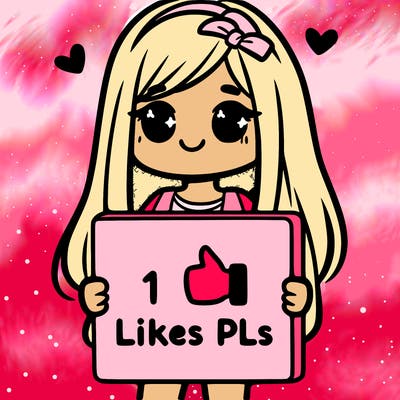 girl holding a sign saying 10 likes pls