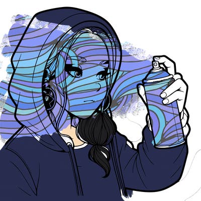 a realistic girl, spray painting