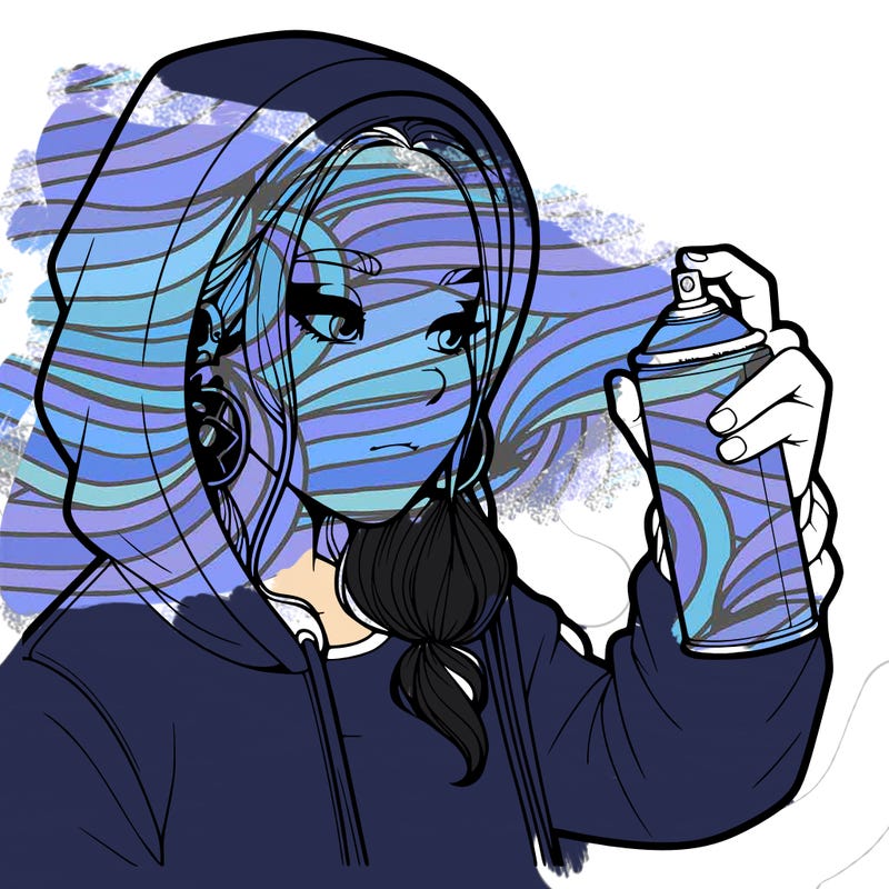 a realistic girl, spray painting