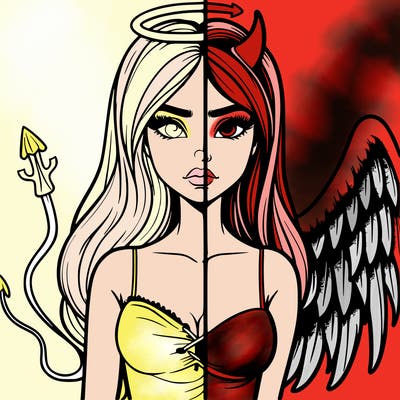 devil vs angel realistic girl