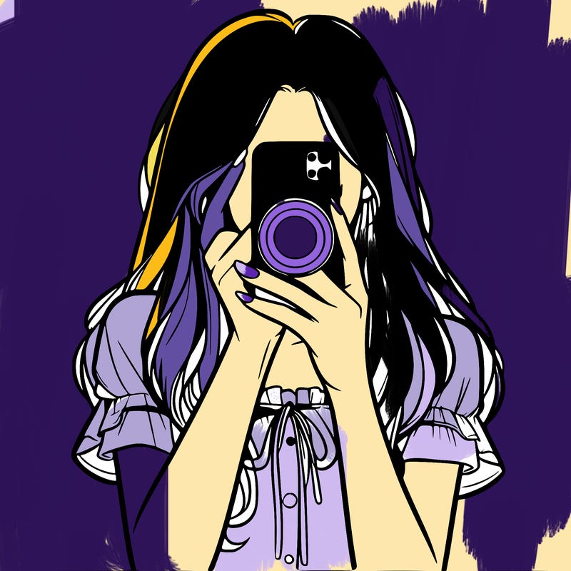 a realistic girl holding her phone taking pictures
