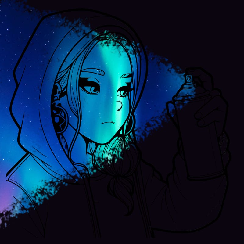 a realistic girl, spray painting