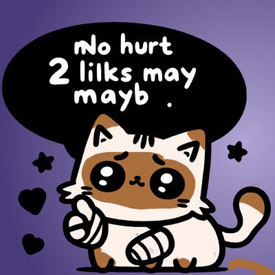 cute cat thats been hurt saiying 2 likes maybe