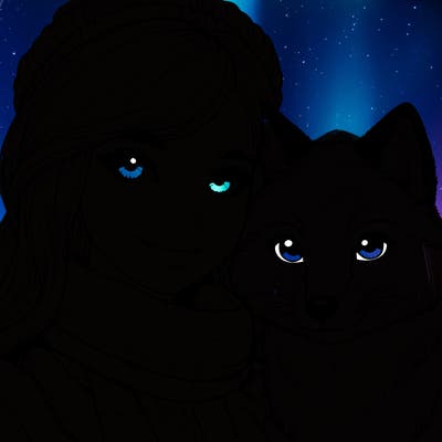 realistic girl with a snow fox