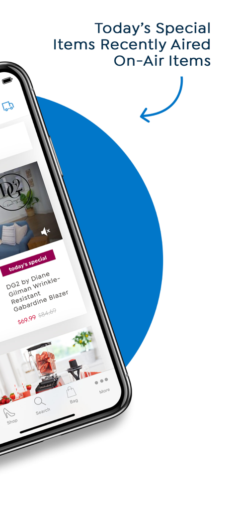 HSN shopping app showing today's special deal and recently aired on-air items