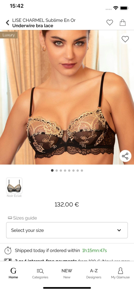 Glamuse – Lingerie - Lise Charmel luxury lace bra featured on the Glamuse mobile shopping app