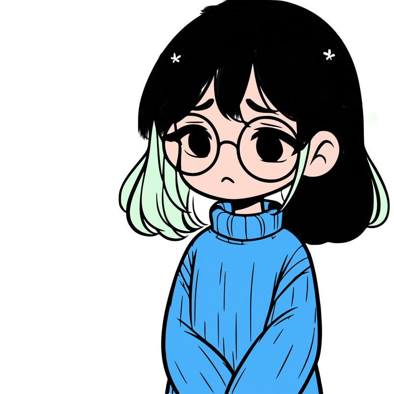 sad girl with glasses in a sweater