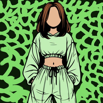 realistic girl faceless with baggy pants and a crop top