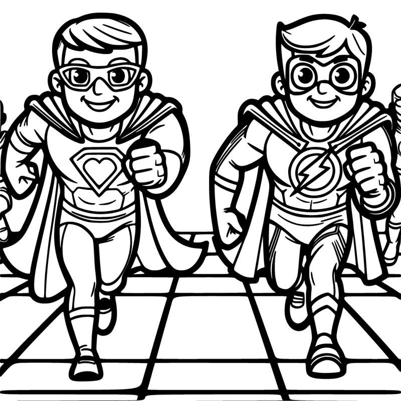 2 superhero men at a race