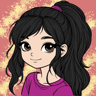 realistic girl with ponytail