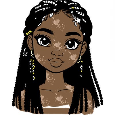 a realistic black girl with braids