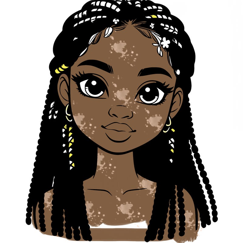 a realistic black girl with braids