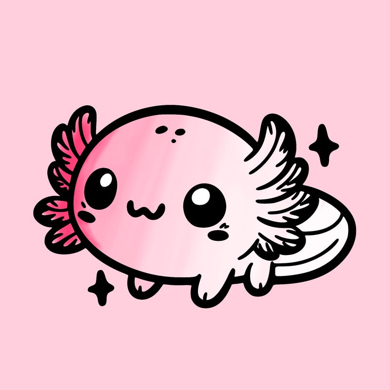 cute easy baby axolotl
