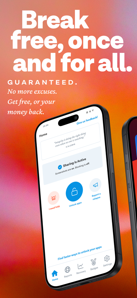 Ever Accountable - Full Safety - Ever Accountable app home screen with digital safety tools and integrity quote.
