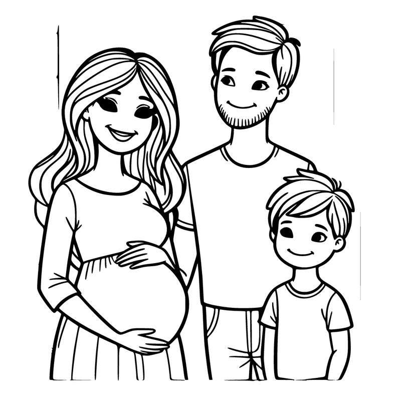 beautiful pregnant woman with family