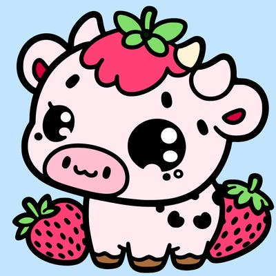 strawberry milk cow cute
