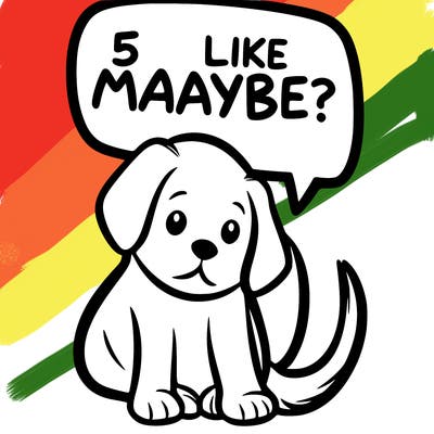 a puppy that says 5 like maybe