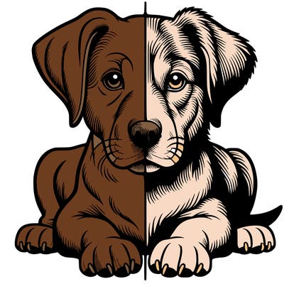 realistic dog split picture