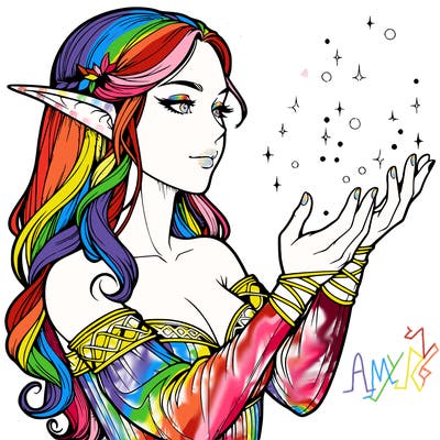 realistic elf girl doing magic