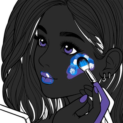 a realistic girl doing her makeup