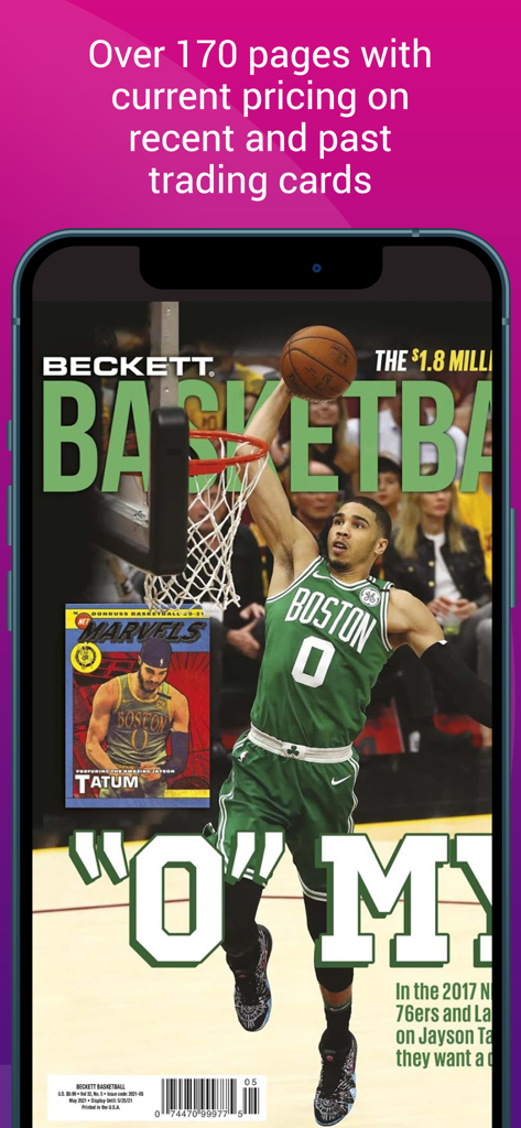 Beckett Basketball - Beckett Basketball digital magazine cover featuring Jayson Tatum on a smartphone screen