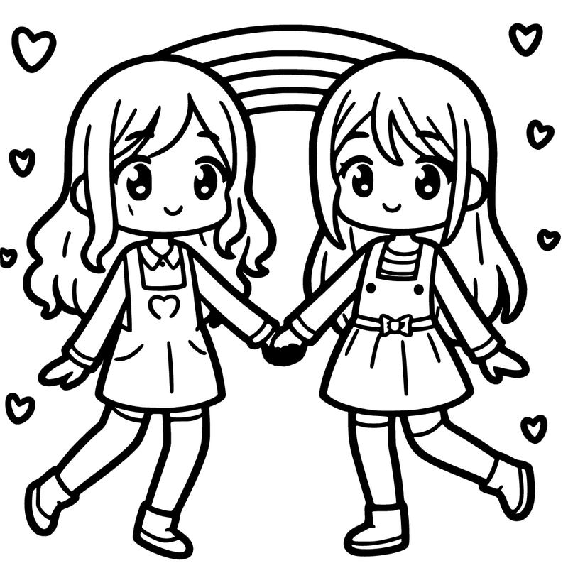 two girls holding hands