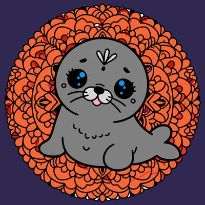 a cute baby seal mandala