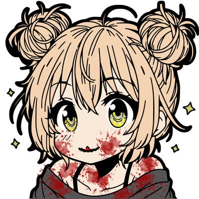 a manga girl with messy small buns