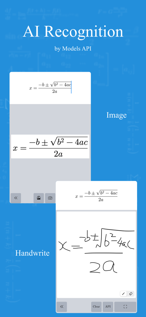 xFormula - Equation Editor - AI recognition of image and handwritten math formulas in the xFormula equation editor app