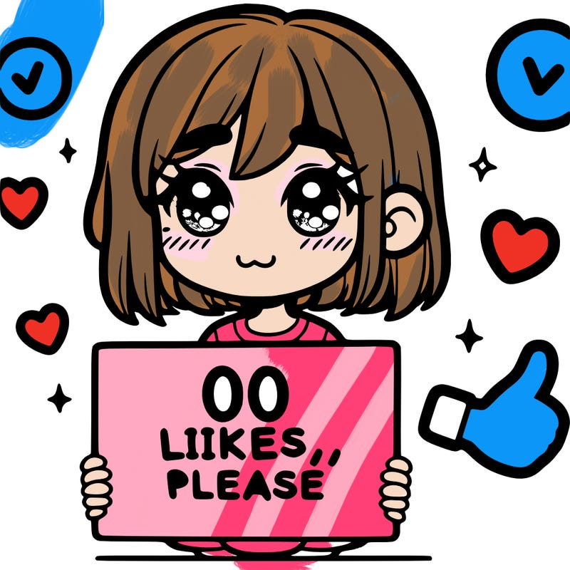 a girl with a sign saying 100 likes, please