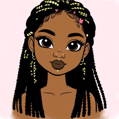 a realistic black girl with braids