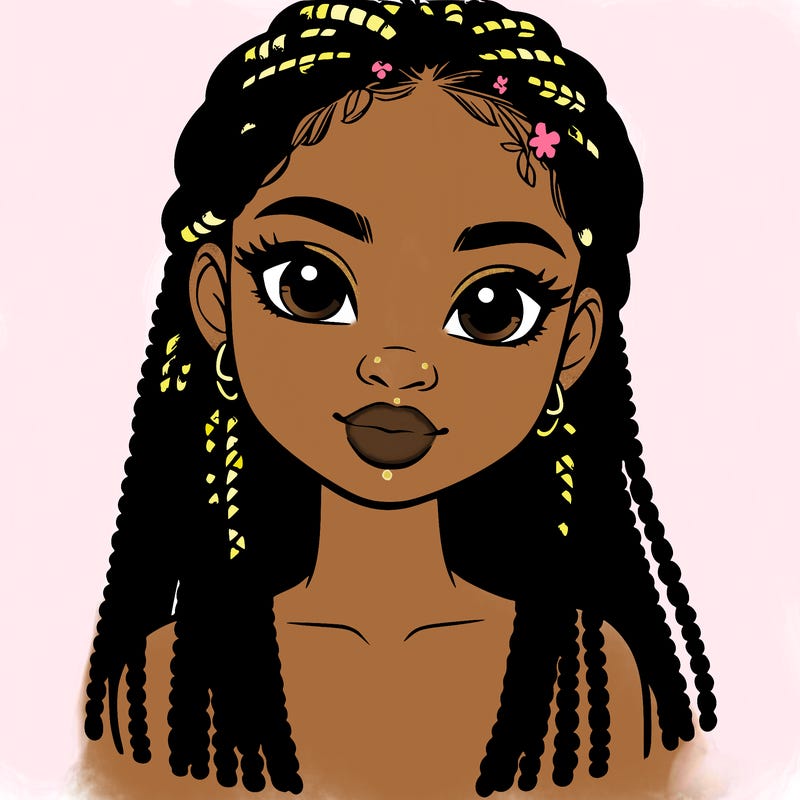 a realistic black girl with braids