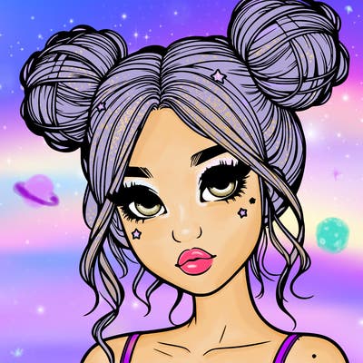 realistic girl with space buns