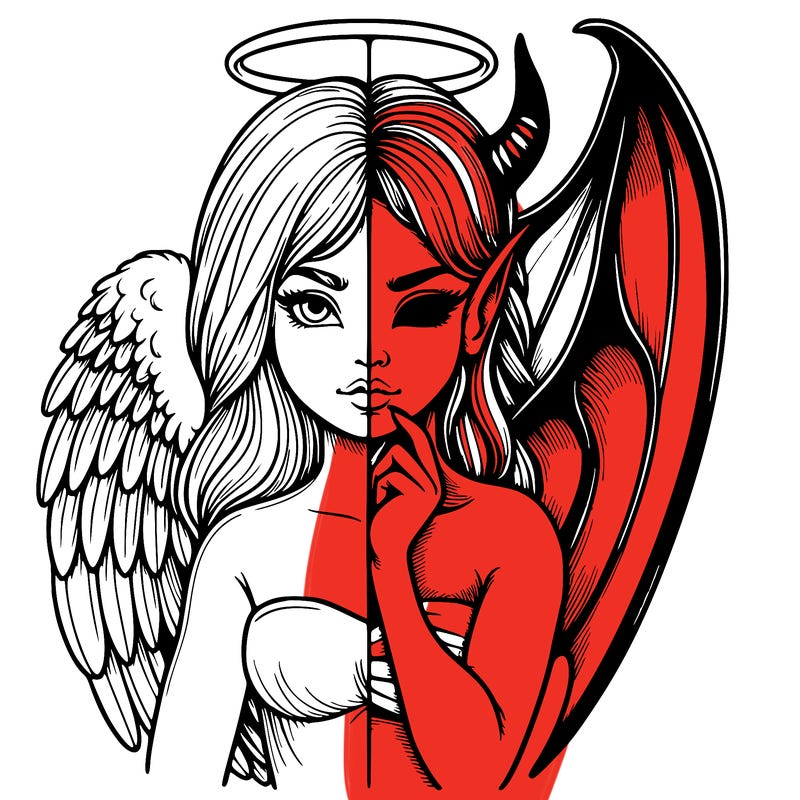 realistic angel half demon