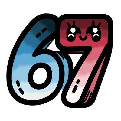 the numbers 67