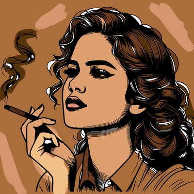 realistic beautiful lady smoking