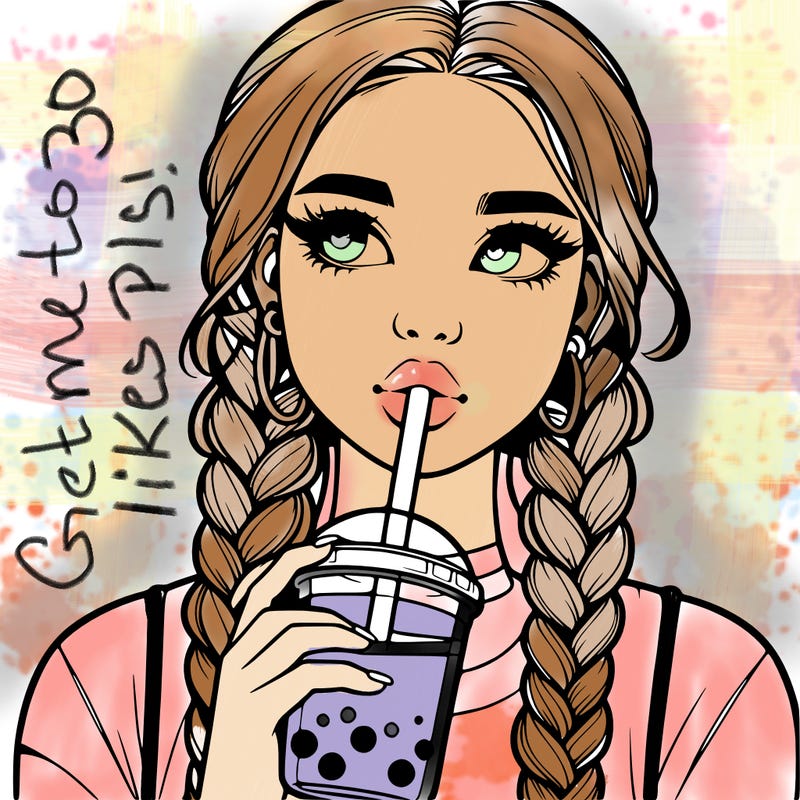 realistic girl with braided hair drinking boba