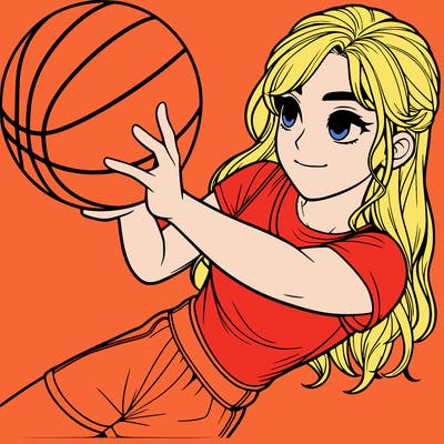 realistic girl playing basketball