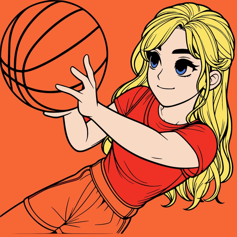realistic girl playing basketball