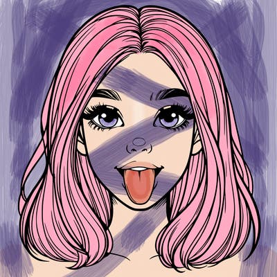 realistic girl with her tongue out