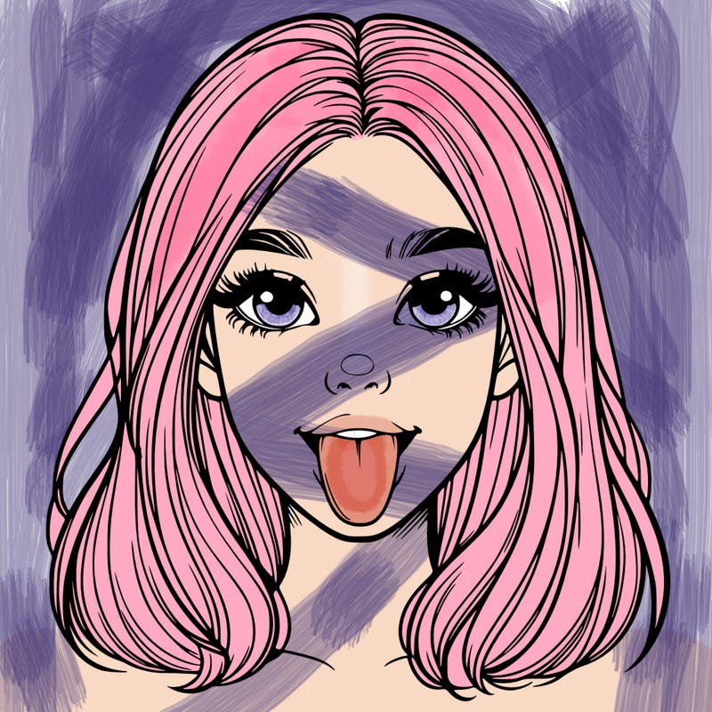 realistic girl with her tongue out