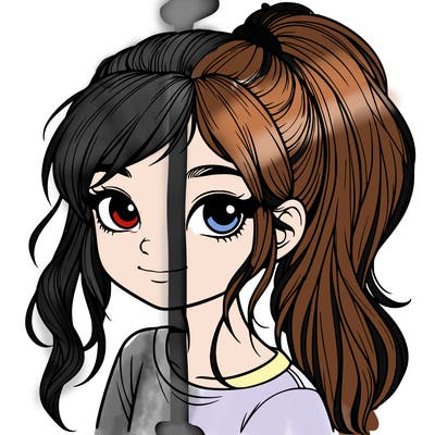 realistic girl with ponytail